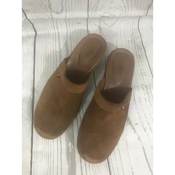 Ecco Brown Clogs Mules Shoes US 6.5 EUR 39 Heeled - Picture 2 of 7